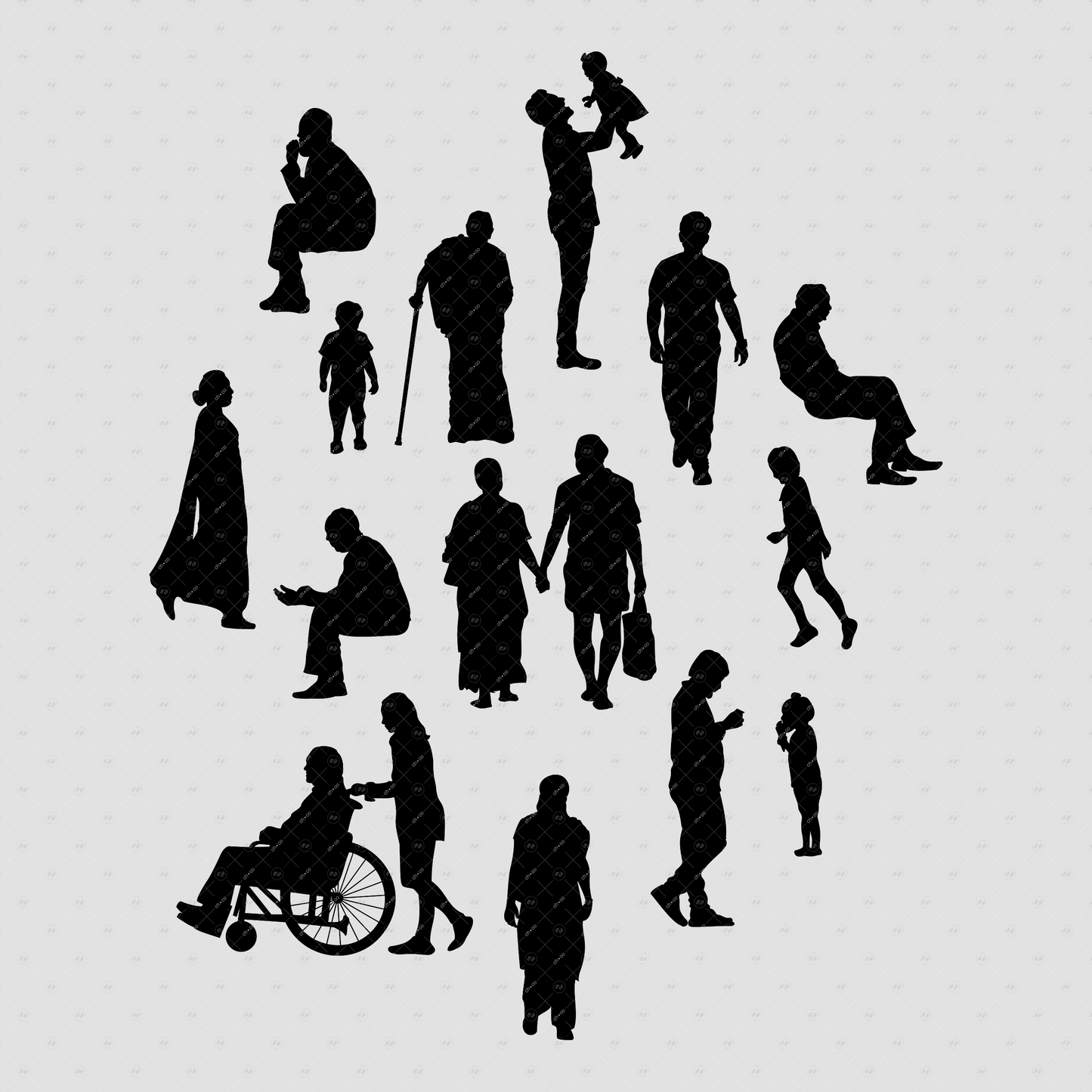 Indian-People-Elevation-photoshop-brush-presets-Architectural-Drawing