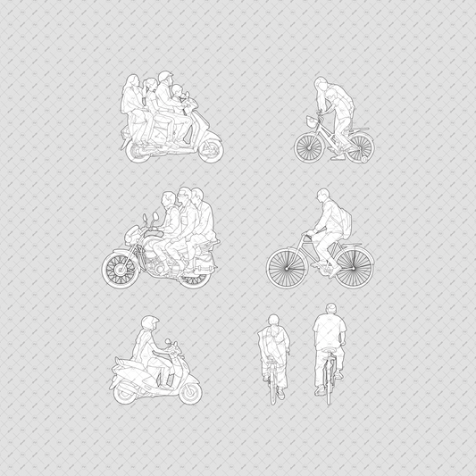 Indian-People-Riding-Vehicles-Vector-PNG-Cutout-Scooters-Cyclists