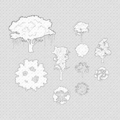 Architecture trees of India vector cutouts pack s for architectural plan and elevation