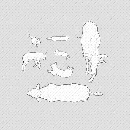 Indian-Street-Animals-PNG–Vector-cutout-Dogs-Cats-Cows-top-view-plan-Architecture