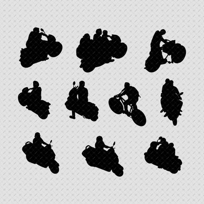 Indian-Vehicles-people-Cutouts_Scooter-bicycle-Isometric-brush-silhouette-Architecture