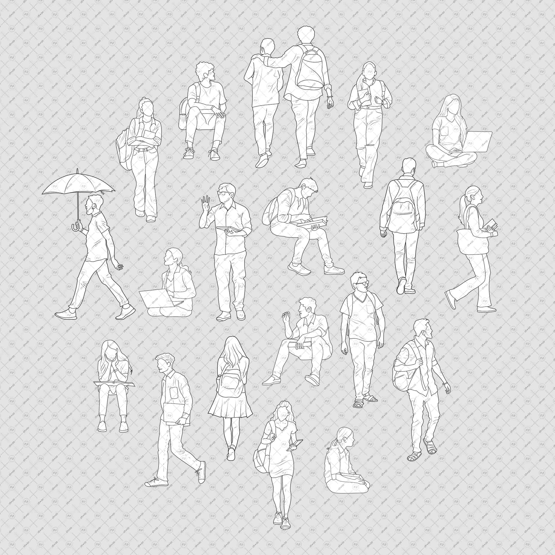 Indian-student-vector-cutout-pack-for-architecture-drawings