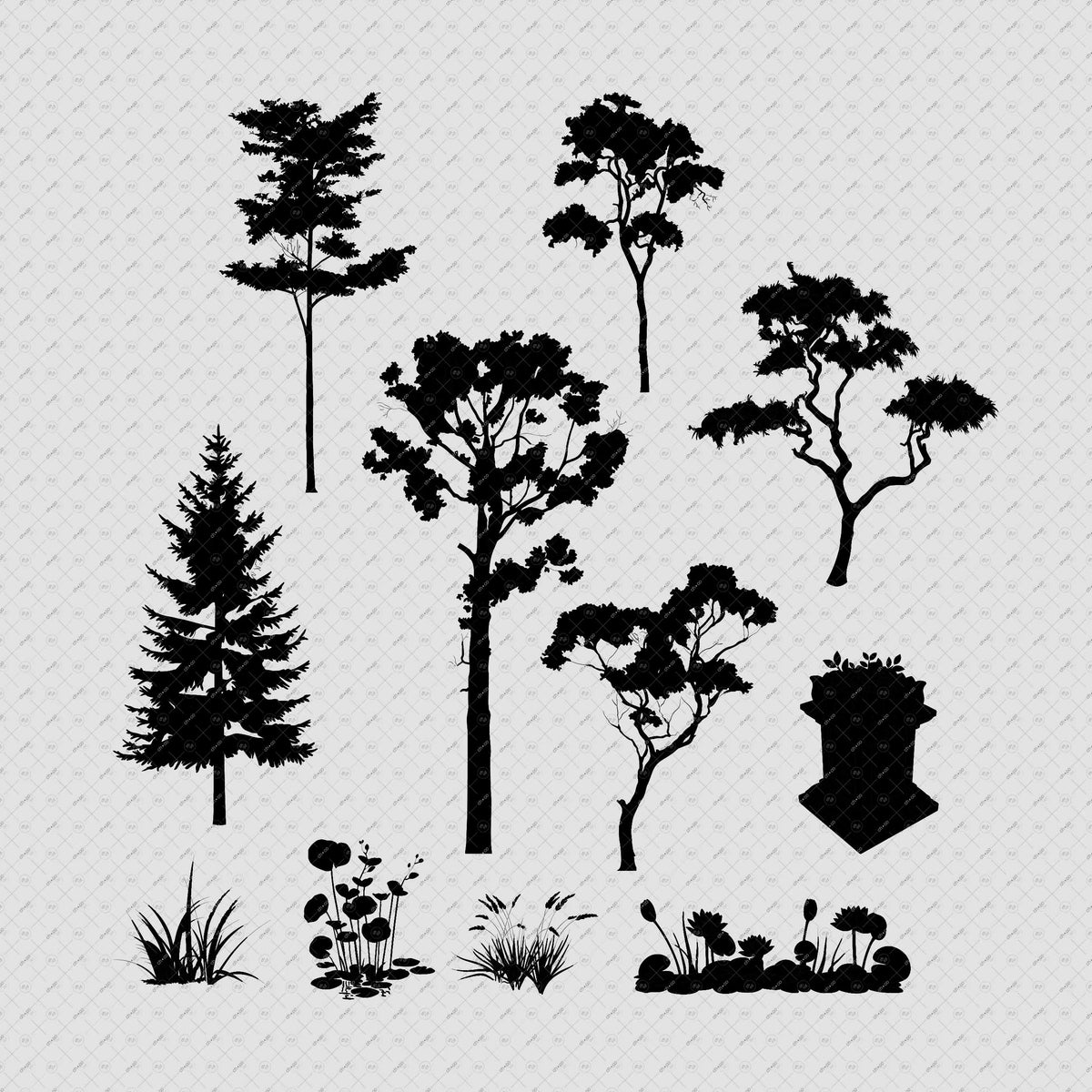Indian-trees-elevation-vector-cutout-PNG-photoshop-brush-silhoutte-architecture