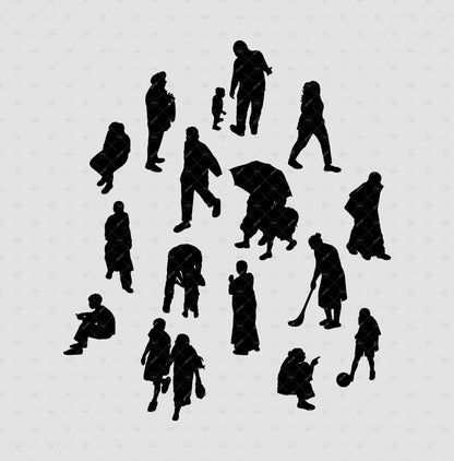 indian-people-cutouts-isometric-view-brush-silhouette-architecture